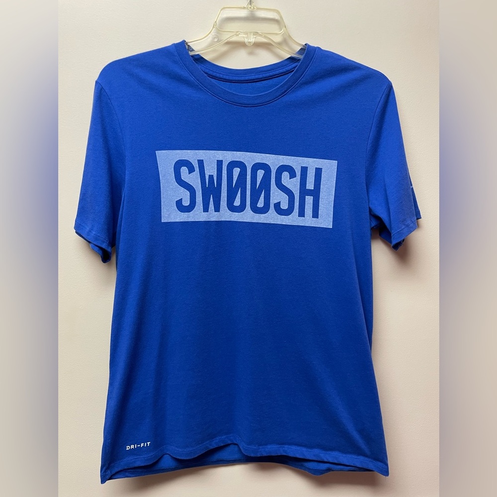 Men’s Large Nike Dri-Fit Athletic Cut Blue Swoosh Shirt